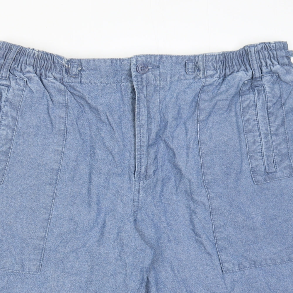 Cotton Traders Mens Blue Cotton Bermuda Shorts Size M Regular Zip