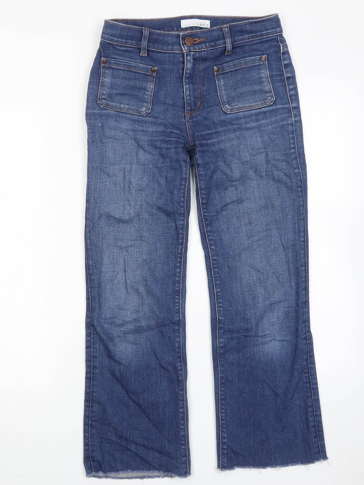 LOFT Womens Blue Cotton Wide-Leg Jeans Size 26 in Regular Zip