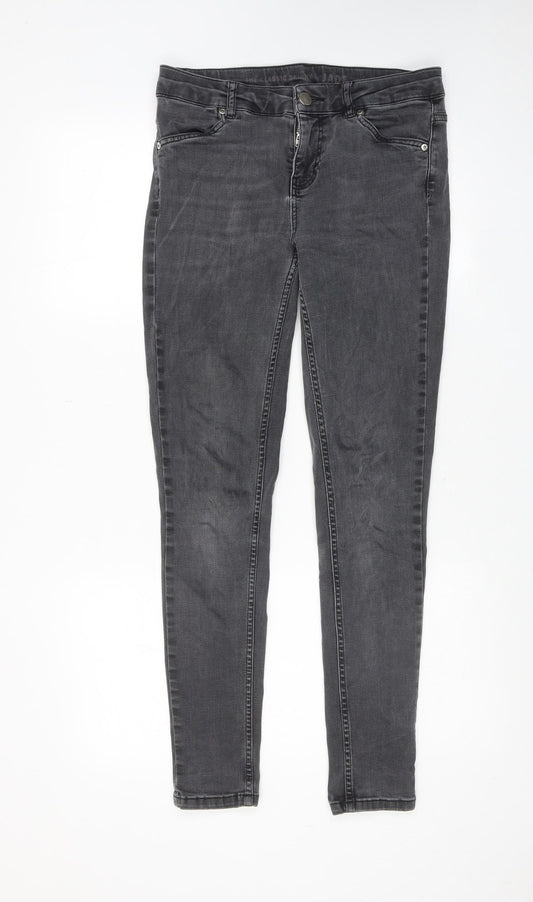 Warehouse Womens Black Cotton Skinny Jeans Size 12 Regular Zip