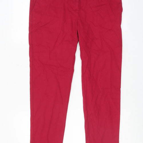 NEXT Womens Pink Cotton Chino Trousers Size 10 Regular Hook & Eye