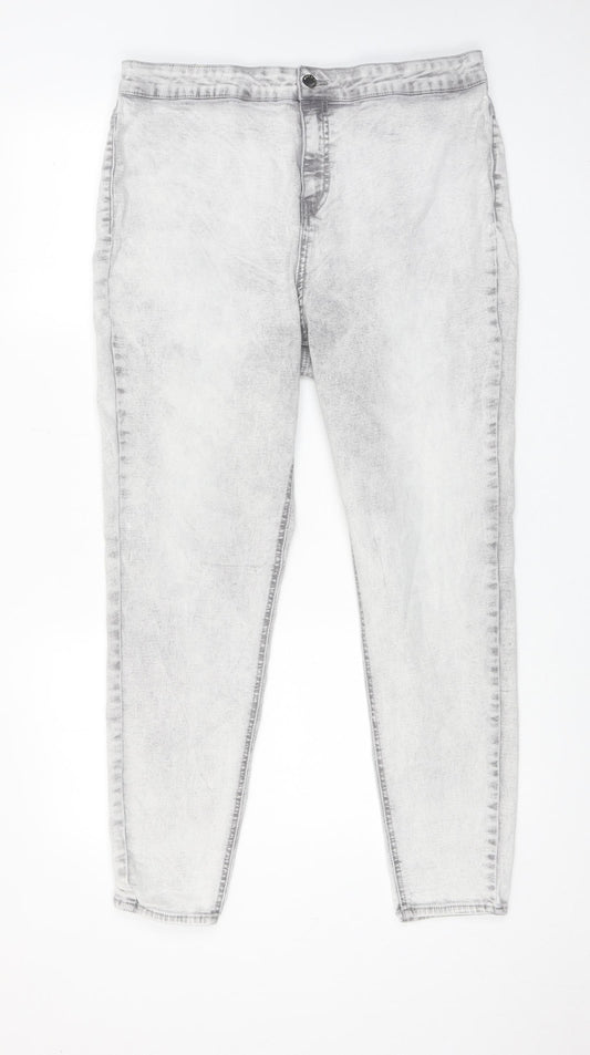 TU Womens Grey Cotton Skinny Jeans Size 20 Regular Zip