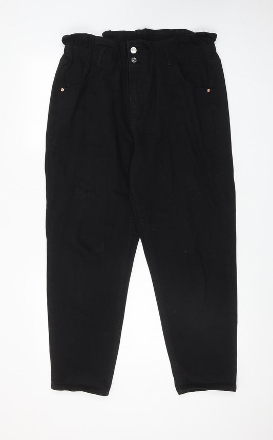 Denim & Co. Womens Black Cotton Mom Jeans Size 16 Regular Zip