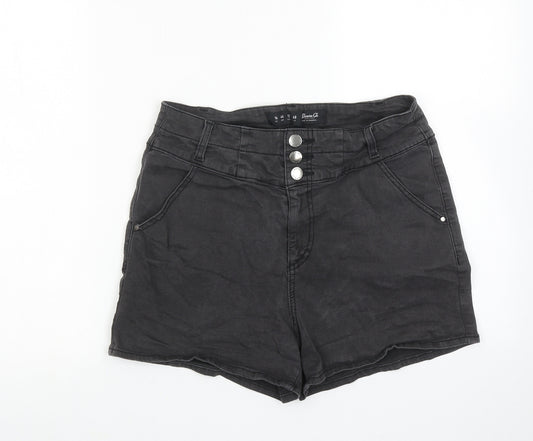 Denim & Co. Womens Grey Cotton Hot Pants Shorts Size 16 Regular Zip