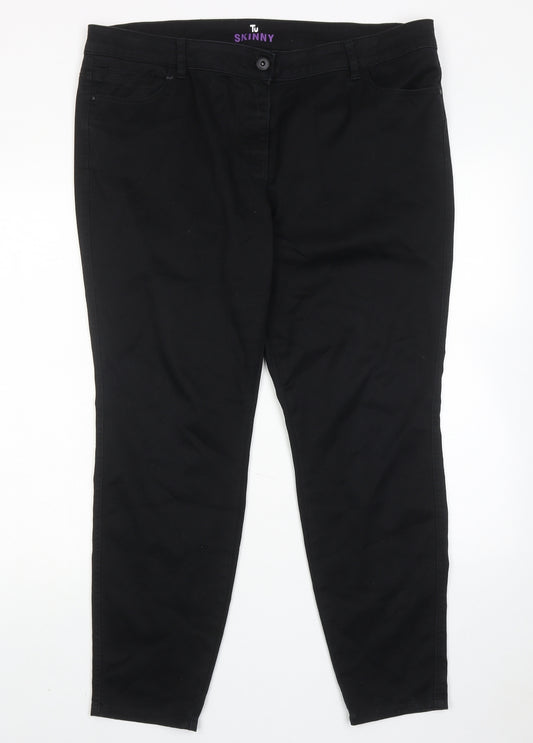 TU Womens Black Cotton Skinny Jeans Size 18 Regular Zip