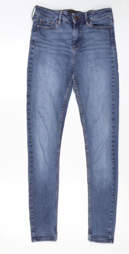 F&F Womens Blue Cotton Skinny Jeans Size 10 Regular Zip