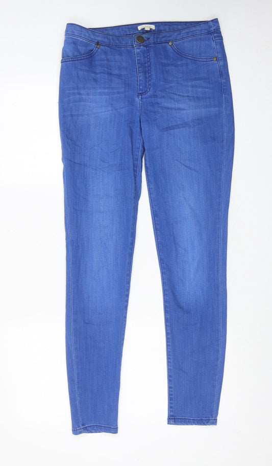 White Stuff Womens Blue Cotton Skinny Jeans Size 10 Regular Zip