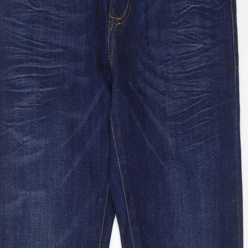 River Island Mens Blue Cotton Straight Jeans Size 28 in L32 in Regular Zip