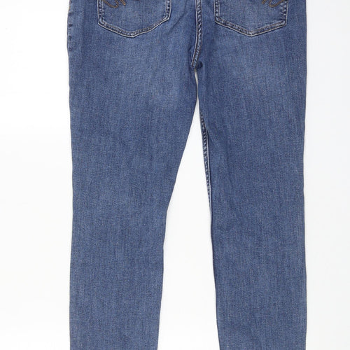 NEXT Womens Blue Cotton Skinny Jeans Size 12 Regular Zip - Mid rise