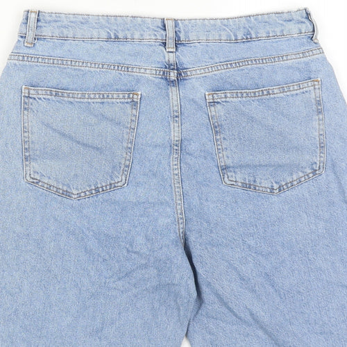 Denim & Co. Womens Blue Cotton Bermuda Shorts Size 12 Regular Zip - Distressed