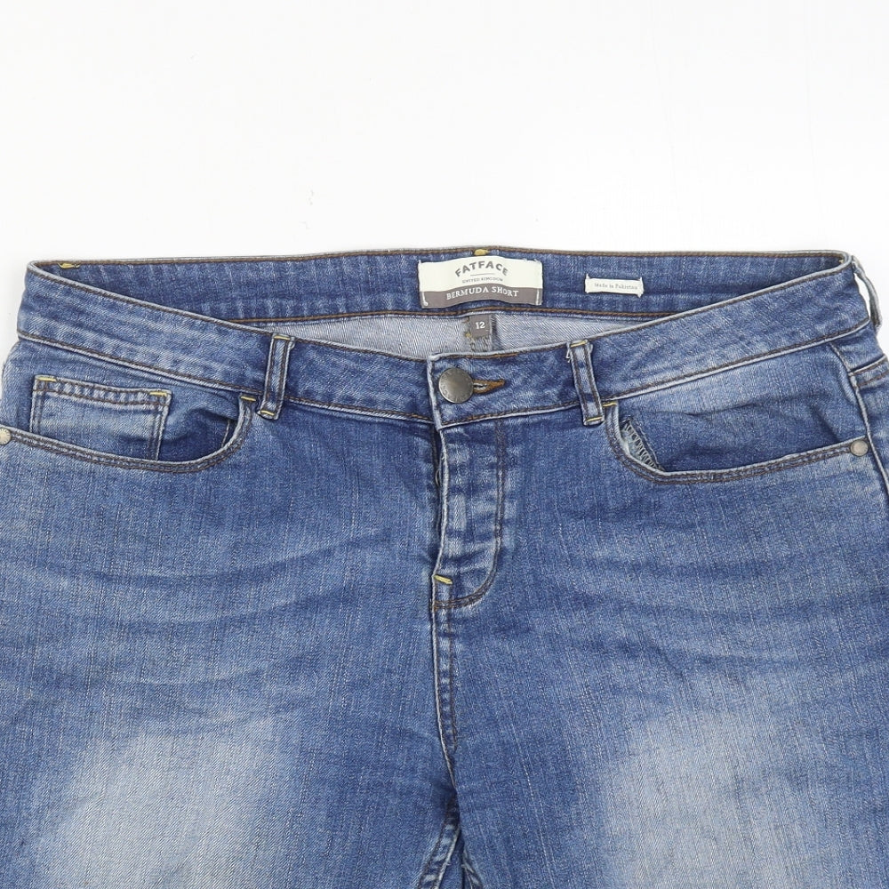 Fat Face Womens Blue Cotton Bermuda Shorts Size 12 Regular Zip