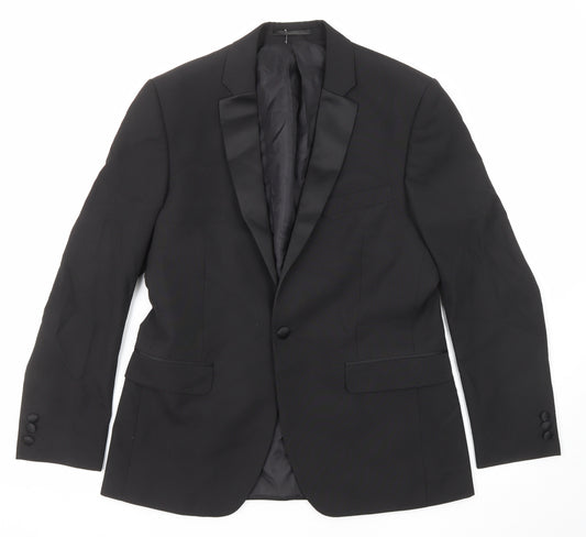 Ocassions Mens Black Polyester Tuxedo Suit Jacket Size 38 Regular