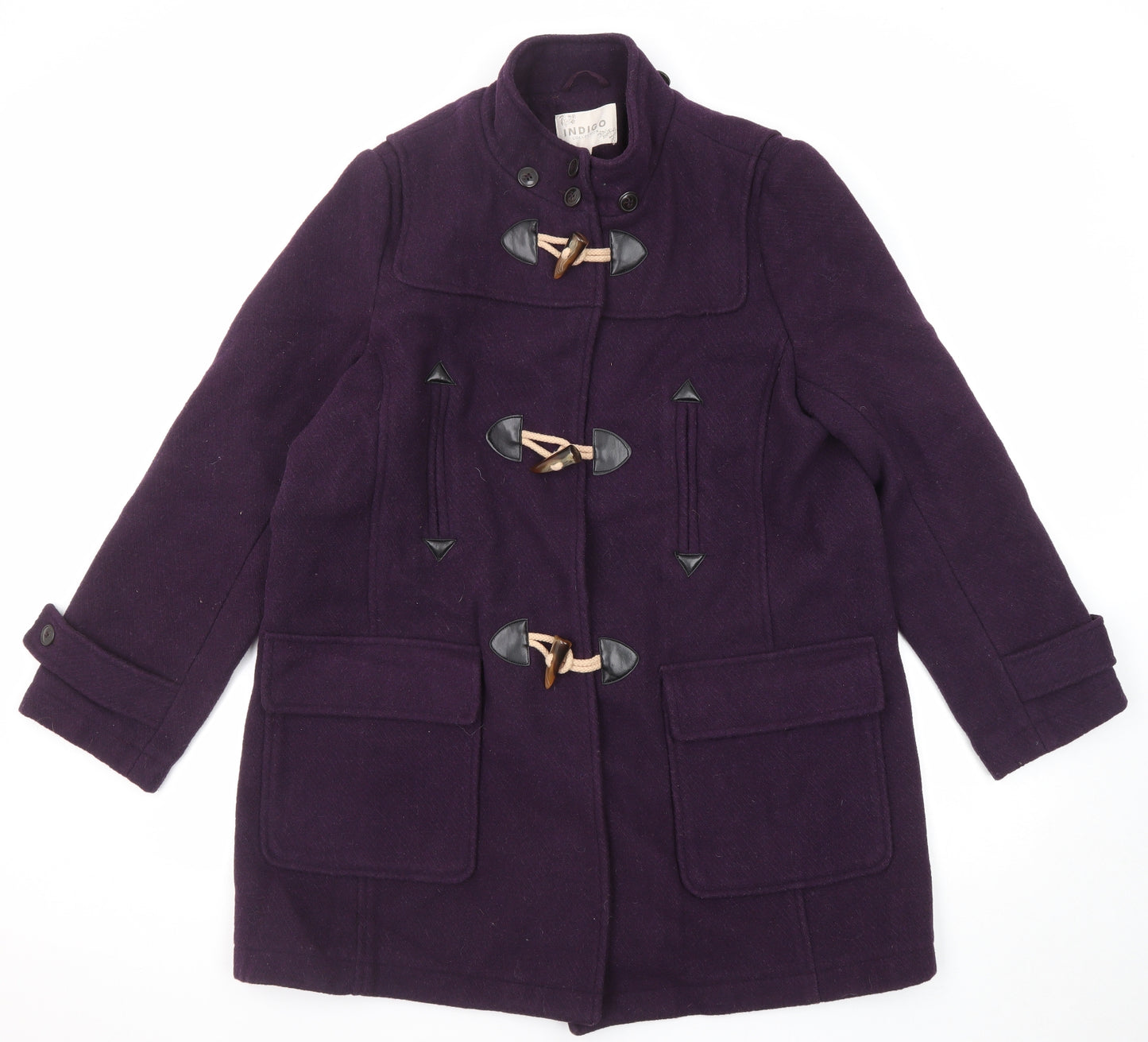 Indigo Womens Purple Overcoat Coat Size 18 Snap