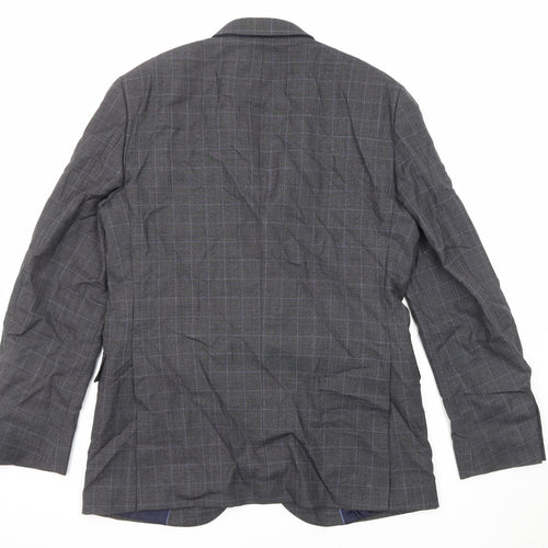 Hackett Mens Grey Check Wool Jacket Suit Jacket Size 40 Regular