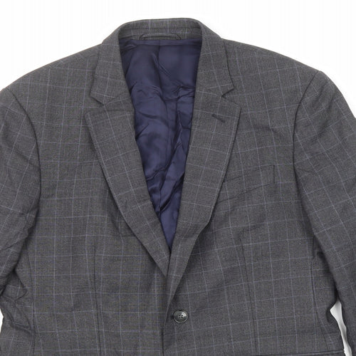 Hackett Mens Grey Check Wool Jacket Suit Jacket Size 40 Regular