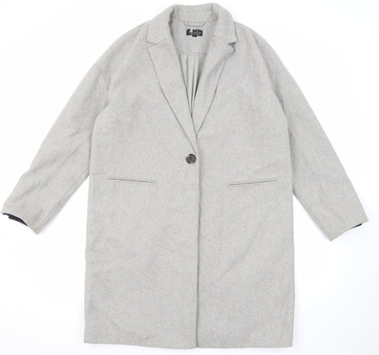 Topshop Womens Grey Overcoat Coat Size 14 Button