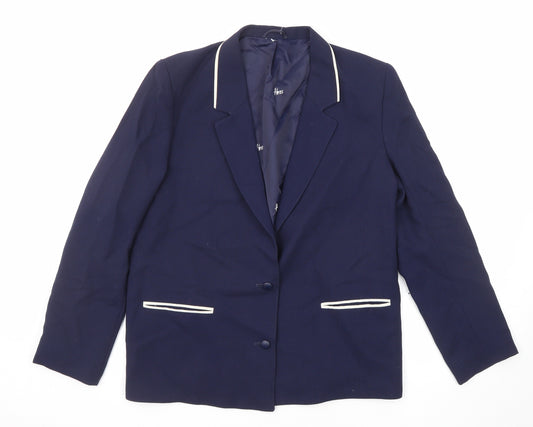Hodges Womens Blue Jacket Blazer Size 14 Button