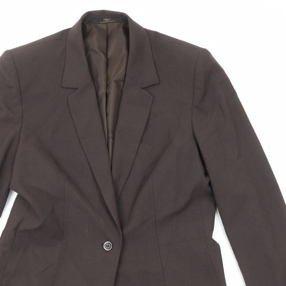 Marks and Spencer Womens Brown Jacket Blazer Size 14 Button