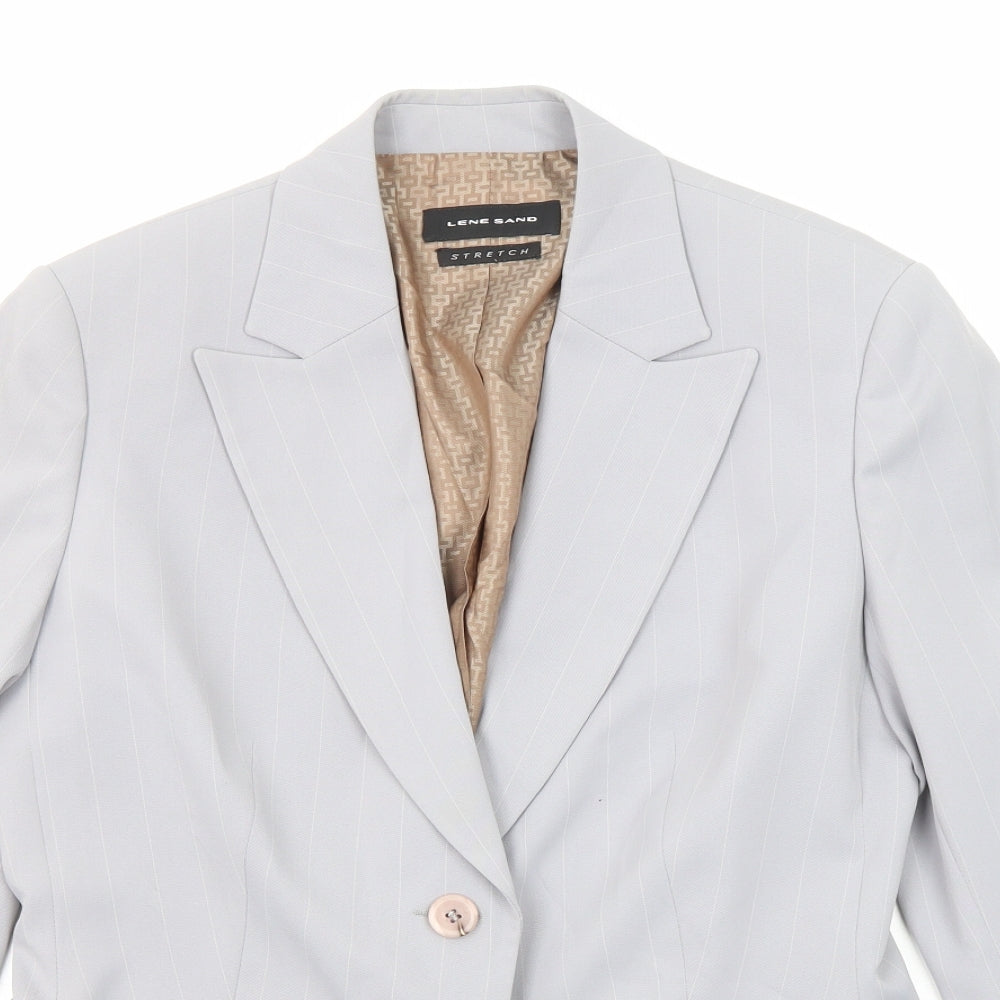 Lene Sand Womens Grey Polyester Jacket Suit Jacket Size 12