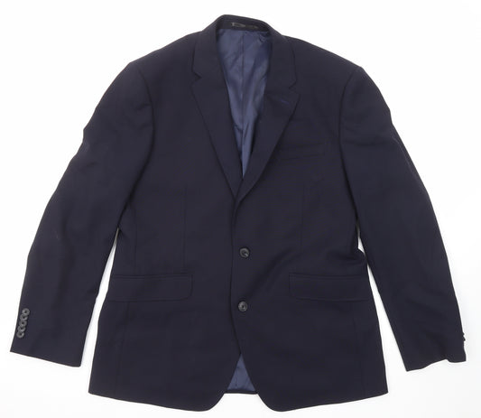 T.M.Lewin Mens Blue Wool Jacket Suit Jacket Size 44 Regular - Five-Button Sleeve