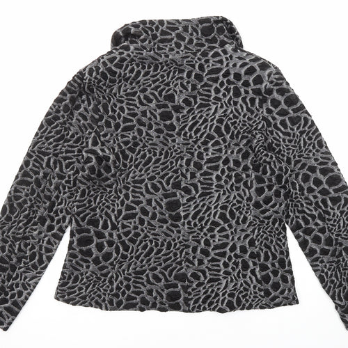 CHIANTI Womens Black Geometric Jacket Blazer Size 18 Button