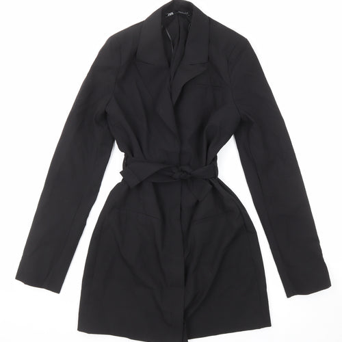 Zara Womens Black Trench Coat Coat Size S Button