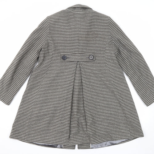 NEXT Womens Grey Geometric Overcoat Coat Size 14 Button