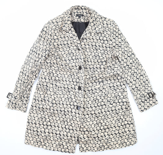 Debenhams Womens Beige Geometric Pea Coat Coat Size 16 Button