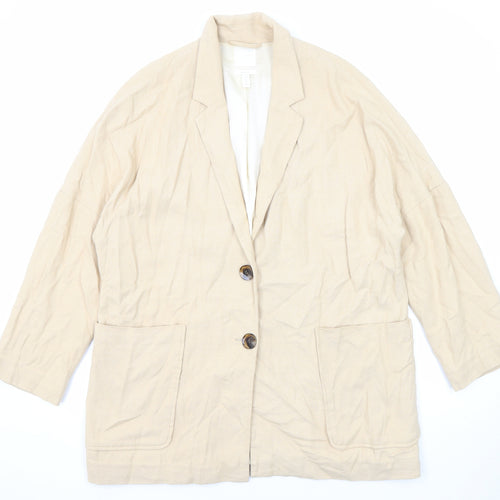 H&M Womens Beige Jacket Blazer Size M Button
