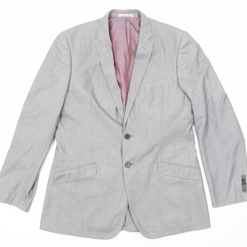 Butler & Webb Mens Grey Polyester Jacket Suit Jacket Size 40 Regular - Five-Button Sleeve