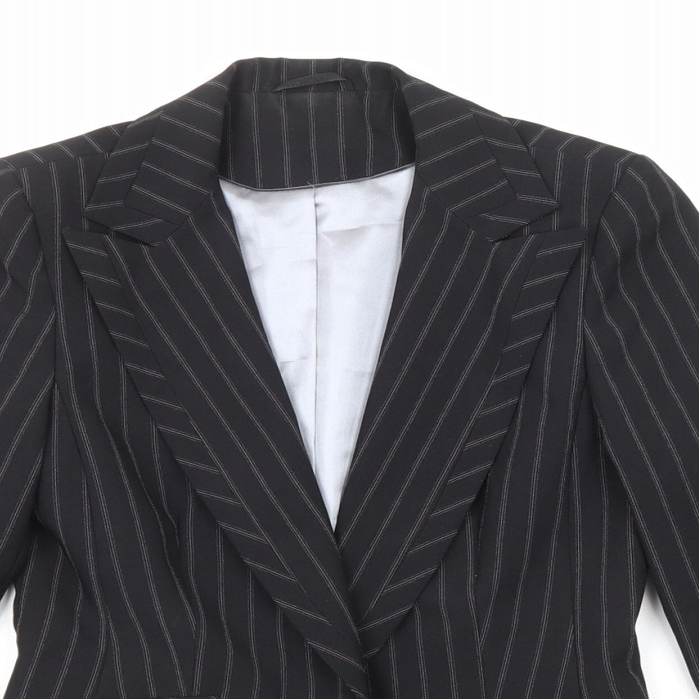 New Look Womens Black Pinstripe Polyester Jacket Suit Jacket Size 12