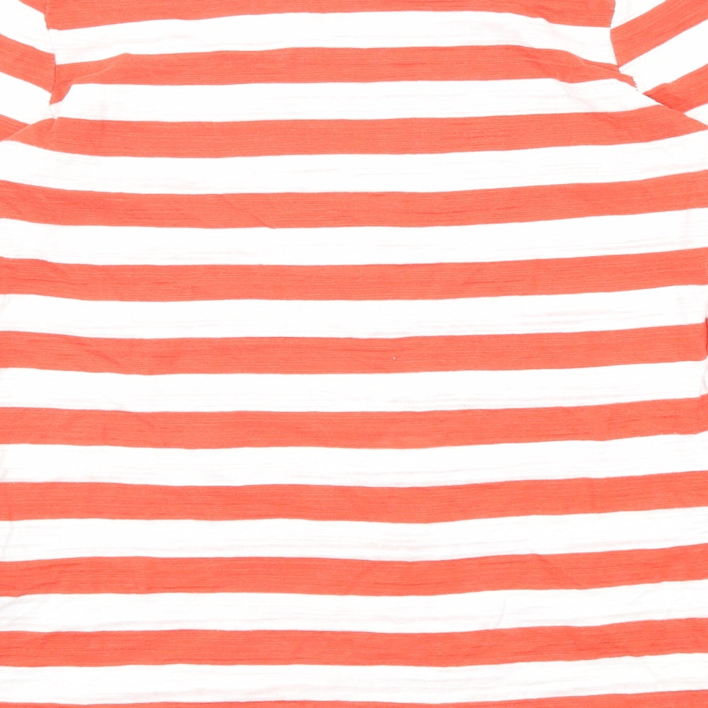 NEXT Womens Red Striped Cotton Basic T-Shirt Size 10 Round Neck