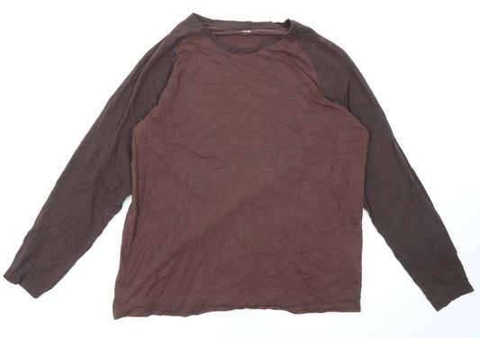H&M Womens Brown Cotton Basic T-Shirt Size L Round Neck