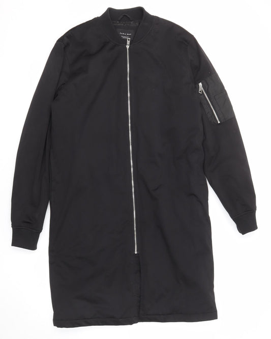 Zara Mens Black Overcoat Coat Size M Zip