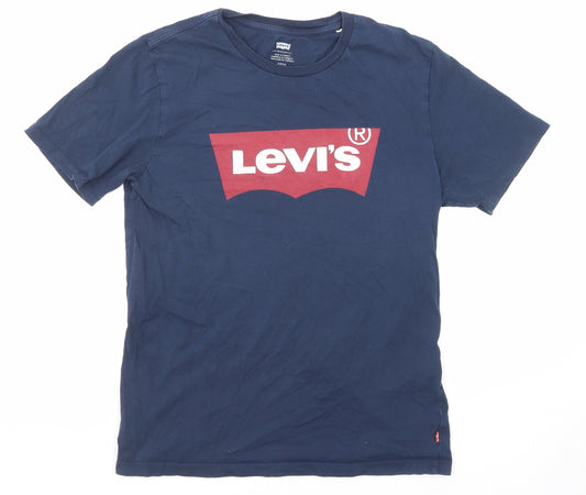 Levi's Mens Blue Cotton T-Shirt Size S Round Neck