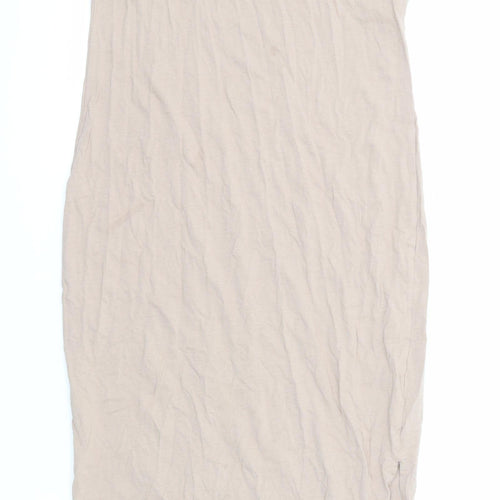 New Look Womens Beige Cotton Tank Dress Size 12 Round Neck Pullover