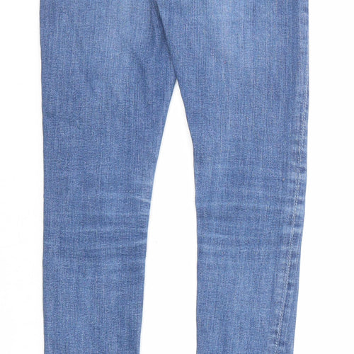 H&M Girls Blue Cotton Skinny Jeans Size 9-10 Years Regular Zip