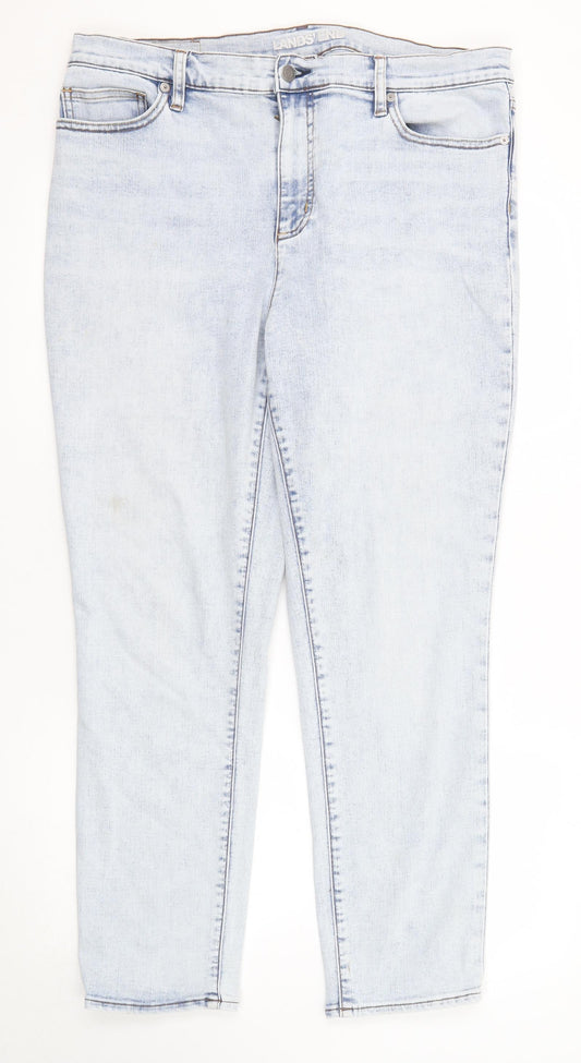 Lands' End Womens Blue Cotton Straight Jeans Size 18 Regular Zip