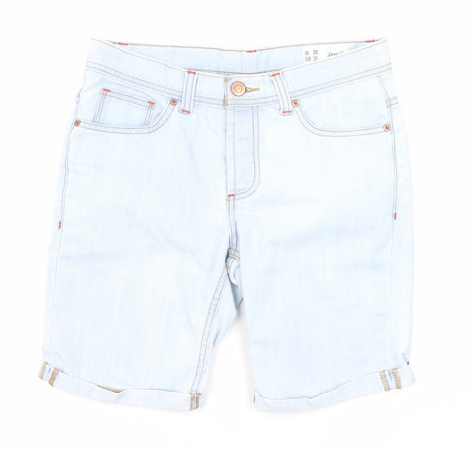 Denim & Co. Womens Blue Cotton Boyfriend Shorts Size 30 in Regular Zip