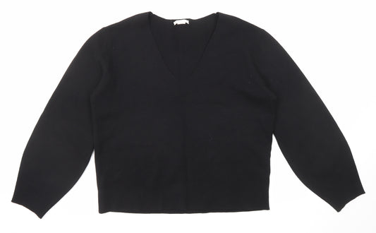H&M Womens Black V-Neck Viscose Pullover Jumper Size M