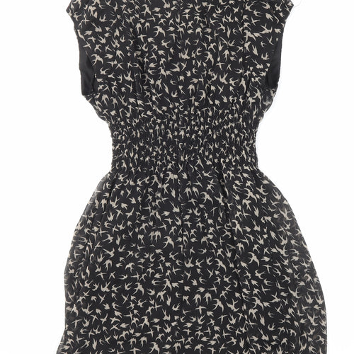 AX Paris Womens Black Geometric Polyester A-Line Size 14 Round Neck Pullover - Bird pattern
