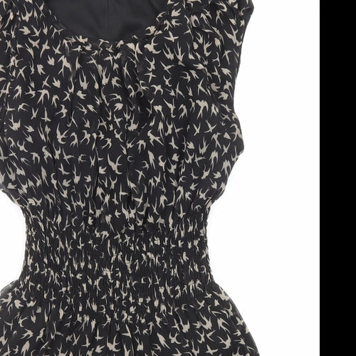 AX Paris Womens Black Geometric Polyester A-Line Size 14 Round Neck Pullover - Bird pattern