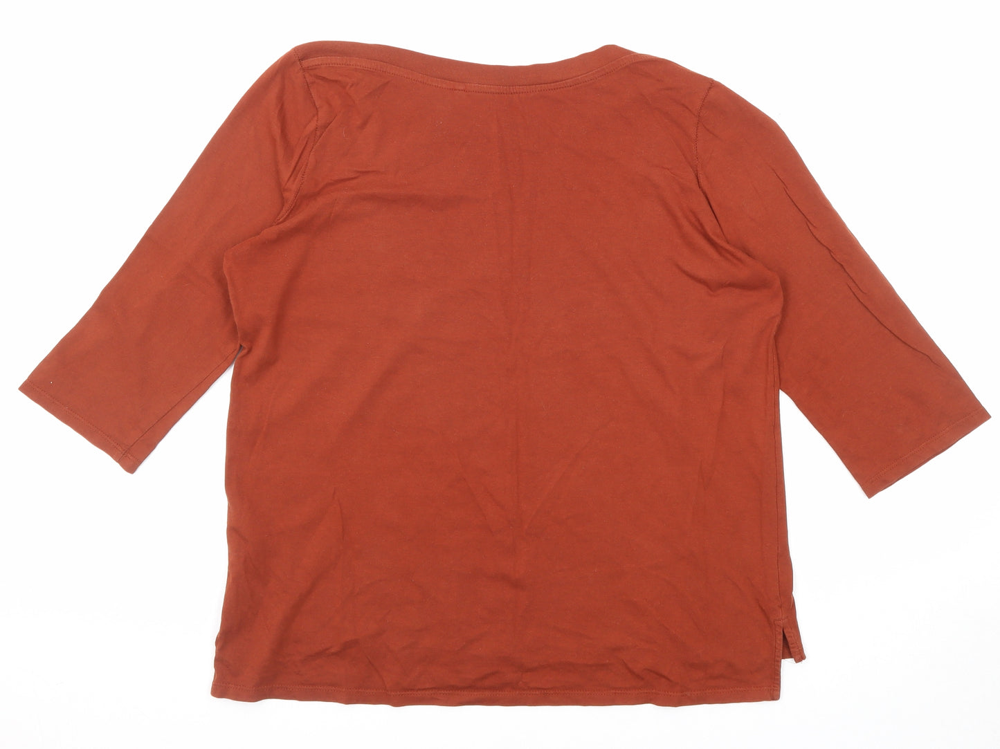 NEXT Womens Brown Cotton Basic T-Shirt Size 14 Round Neck