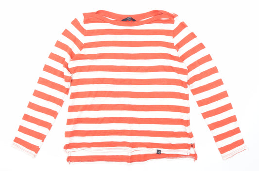 NEXT Womens Red Striped Cotton Basic T-Shirt Size 14 Round Neck