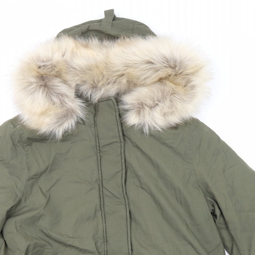 Marks and Spencer Womens Green Parka Coat Size 12 Zip