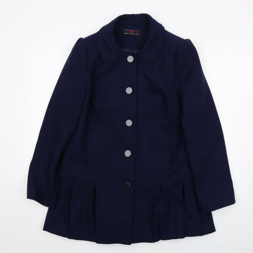 New Look Womens Blue Overcoat Coat Size 16 Button