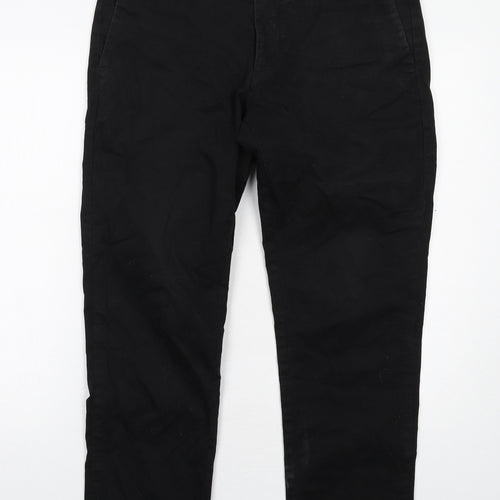 Uniqlo Mens Black Cotton Chino Trousers Size 33 in L32 in Regular Zip