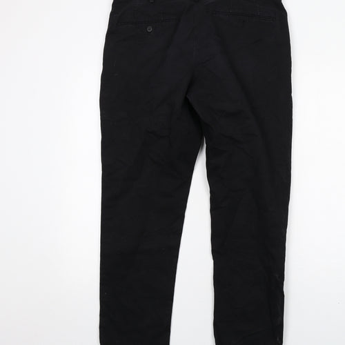 Uniqlo Mens Black Cotton Chino Trousers Size 33 in L32 in Regular Zip