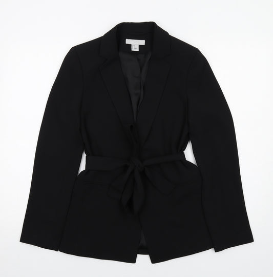 H&M Womens Black Polyester Jacket Blazer Size 8