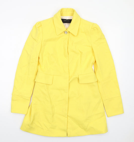 Zara Womens Yellow Overcoat Coat Size S Snap