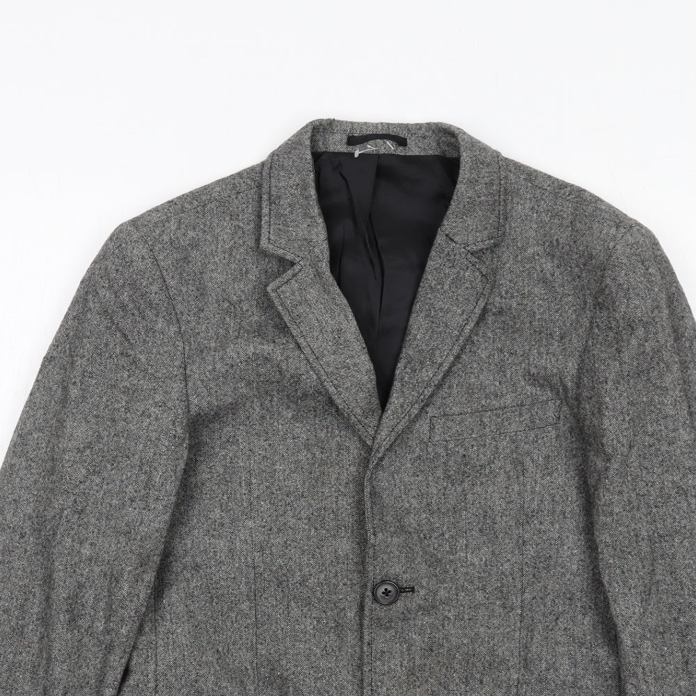 Topman Mens Grey Wool Jacket Blazer Size 38 Regular